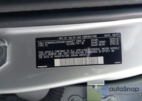 2018 Volvo S90 T5 Momentum z USA, uszkodzony, nr VIN LVY982MK0JP034061